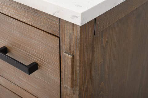 Harvey 36" Rustic Modern Farmhouse Vanity with Carrara White Top - Brown Spruce
