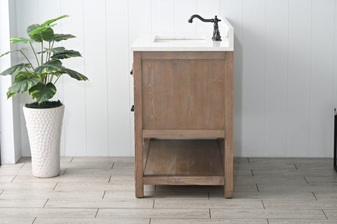 Harvey 36" Rustic Modern Farmhouse Vanity with Carrara White Top - Brown Spruce
