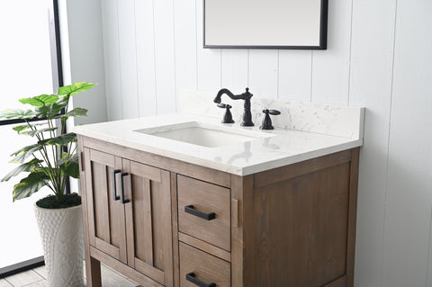 Harvey 36" Rustic Modern Farmhouse Vanity with Carrara White Top - Brown Spruce