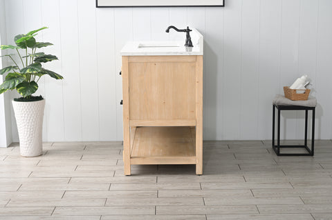 Harvey 42" Rustic Modern Farmhouse Vanity with Carrara White Top - Teak White
