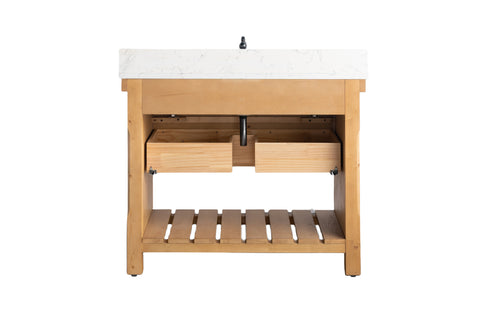 Jack 42" Rustic Modern Farmhouse Vanity with Carrara White Top - Natural