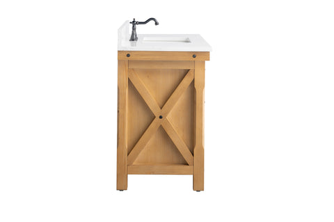 Jack 42" Rustic Modern Farmhouse Vanity with Carrara White Top - Natural