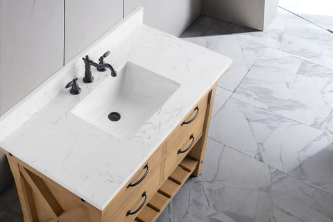 Jack 42" Rustic Modern Farmhouse Vanity with Carrara White Top - Natural