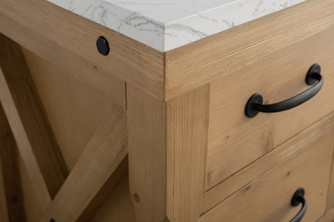 Jack 48" Rustic Modern Farmhouse Vanity with Carrara White Top - Natural