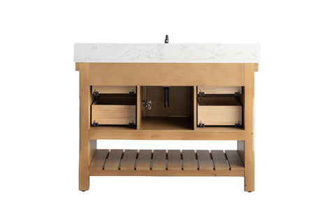 Jack 48" Rustic Modern Farmhouse Vanity with Carrara White Top - Natural