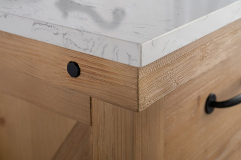 Jack 60" Rustic Modern Farmhouse Vanity with Carrara White Top - Natural
