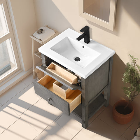 Katie 24" Rustic Modern Farmhouse Vanity - Driftwood Gray