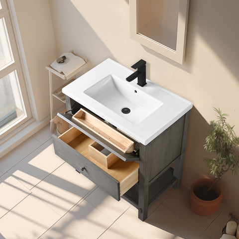 Katie 30" Rustic Modern Farmhouse Vanity - Driftwood Gray