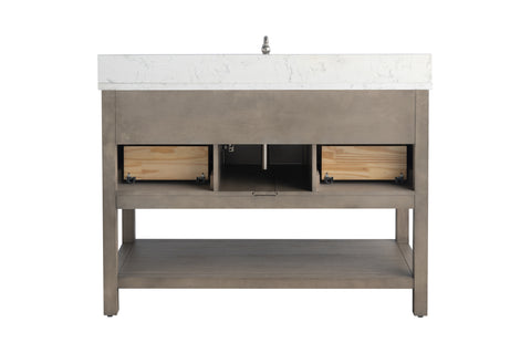 Katie 48" Modern Farmhouse Vanity with Carrara White Top - Driftwood Gray