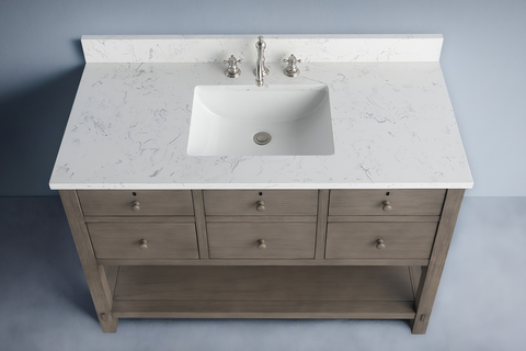 Katie 48" Modern Farmhouse Vanity with Carrara White Top - Driftwood Gray