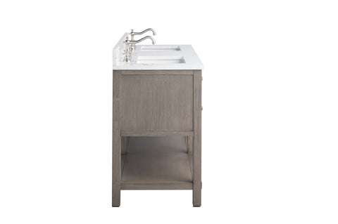 Katie 60" Modern Farmhouse Vanity with Carrara White Top - Driftwood Gray
