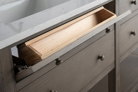 Katie 60" Modern Farmhouse Vanity with Carrara White Top - Driftwood Gray