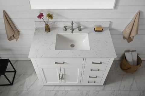 Grace 42" Vanity Set with Carrara White Top - White