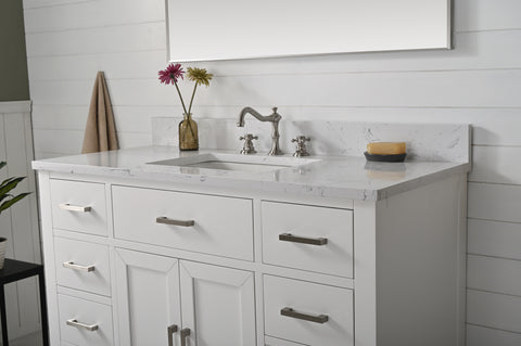Grace 48" Vanity Set with Carrara White Top - White