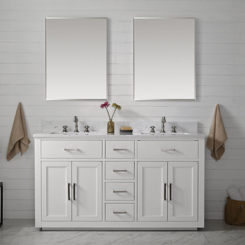 Grace 60" Vanity Set with Carrara White Top - White
