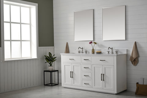 Grace 60" Vanity Set with Carrara White Top - White