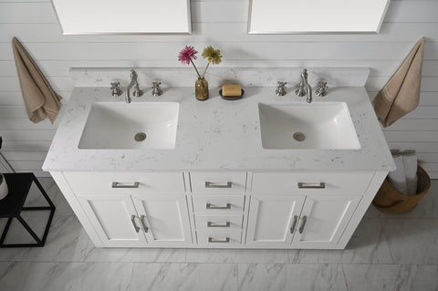 Grace 60" Vanity Set with Carrara White Top - White