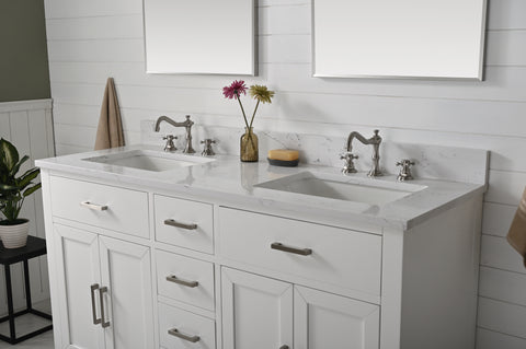 Grace 60" Vanity Set with Carrara White Top - White