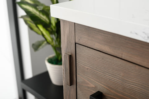 Harvey 48" Rustic Modern Farmhouse Vanity with Carrara White Top - Brown Spruce