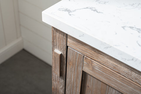 Harvey 54" Rustic Modern Farmhouse Vanity with Carrara White Top - Brown Spruce