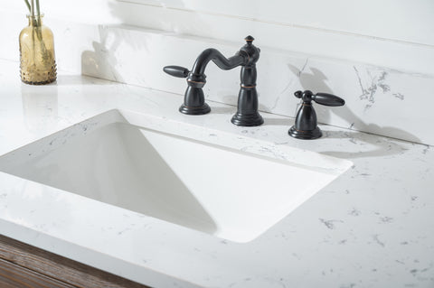 Harvey 54" Rustic Modern Farmhouse Vanity with Carrara White Top - Brown Spruce