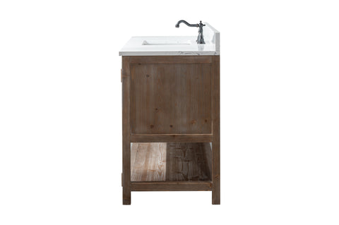 Harvey 54" Rustic Modern Farmhouse Vanity with Carrara White Top - Brown Spruce