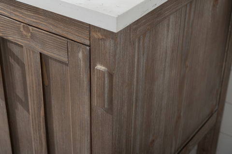 Harvey 60" Rustic Modern Farmhouse Vanity with Carrara White Top - Brown Spruce