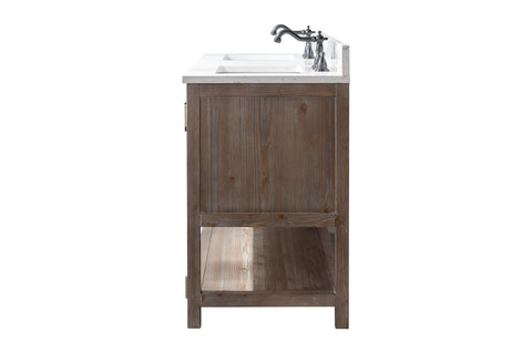 Harvey 60" Rustic Modern Farmhouse Vanity with Carrara White Top - Brown Spruce