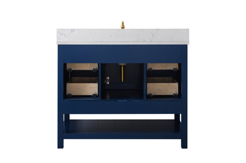 Henry 42" Modern Style Vanity with Carrara White Top - Blue
