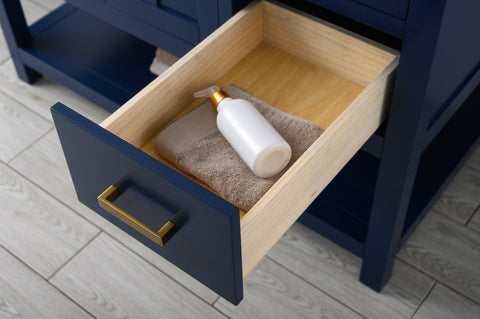 Henry 48" Modern Style Vanity with Carrara White Top - Blue