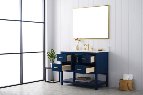 Henry 42" Modern Style Vanity with Carrara White Top - Blue