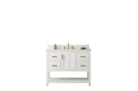 Henry 42" Modern Style Vanity with Carrara White Top - White