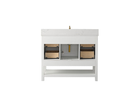 Henry 42" Modern Style Vanity with Carrara White Top - White