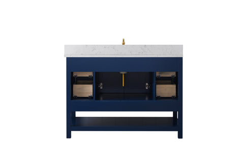 Henry 48" Modern Style Vanity with Carrara White Top - Blue