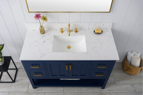 Henry 48" Modern Style Vanity with Carrara White Top - Blue