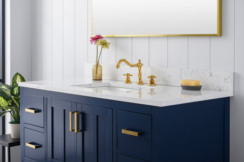 Henry 48" Modern Style Vanity with Carrara White Top - Blue