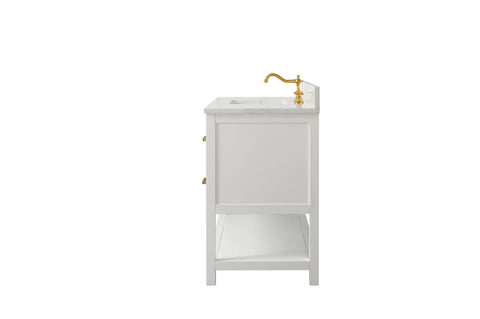 Henry 48" Modern Style Vanity with Carrara White Top - White
