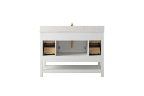 Henry 48" Modern Style Vanity with Carrara White Top - White
