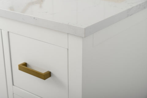 Henry 60" Modern Style Vanity with Carrara White Top - White