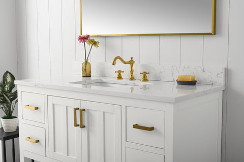 Henry 48" Modern Style Vanity with Carrara White Top - White