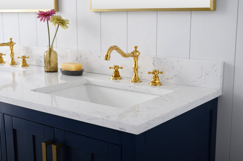 Henry 60" Modern Style Vanity with Carrara White Top - Blue