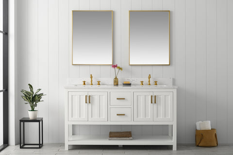 Henry 60" Modern Style Vanity with Carrara White Top - White