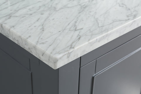 Silvia 36" Vanity Set with White Italian Carrara Marble Top - Charcoal（SOLD OUT）