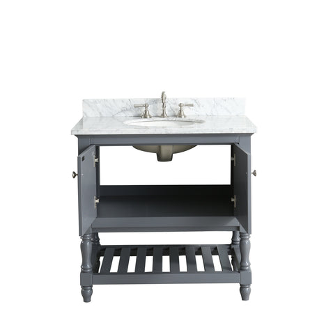 Silvia 36" Vanity Set with White Italian Carrara Marble Top - Charcoal（SOLD OUT）