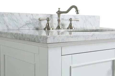 Silvia 36" Vanity Set with White Italian Carrara Marble Top - White