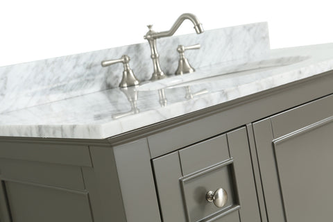Silvia 42" Vanity Set with White Italian Carrara Marble Top - Distressed Gray