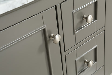 Silvia 42" Vanity Set with White Italian Carrara Marble Top - Distressed Gray