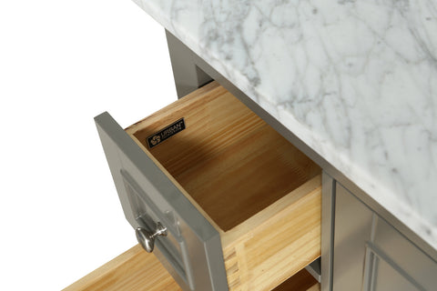 Silvia 42" Vanity Set with White Italian Carrara Marble Top - Distressed Gray