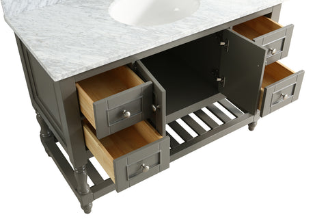 Silvia 48" Vanity Set with White Italian Carrara Marble Top - Distressed Gray