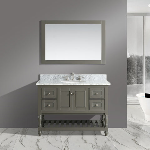 Silvia 48" Vanity Set with White Italian Carrara Marble Top - Distressed Gray